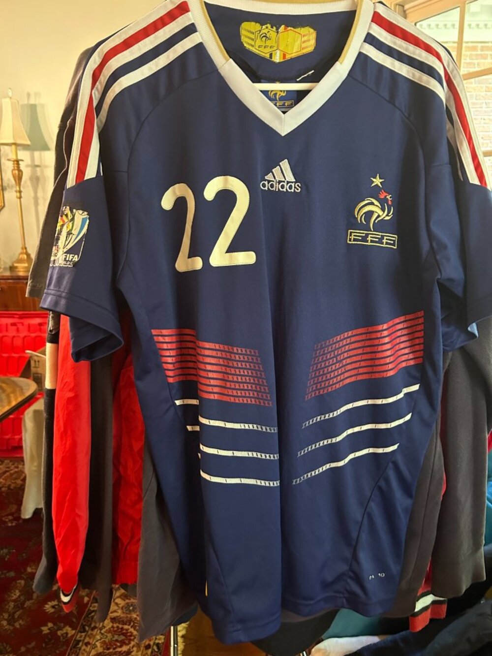 Adidas France FFF #22 Soccer Jersey Medium - Worn Graphics